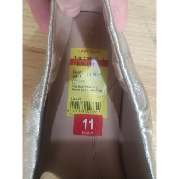 Cole Haan Shoes Loafers Women's Trinnie Leather Soft Style Flat Gold Sz 11 - Picture 9 of 12